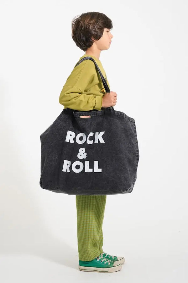 XL Bag | black wash with "rock & roll" text Piupiuchick