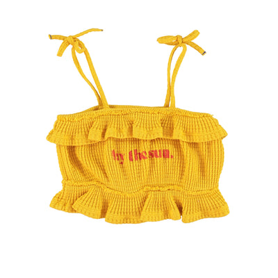 Piupiuchick top w/ straps yellow w/ "by the sun" print