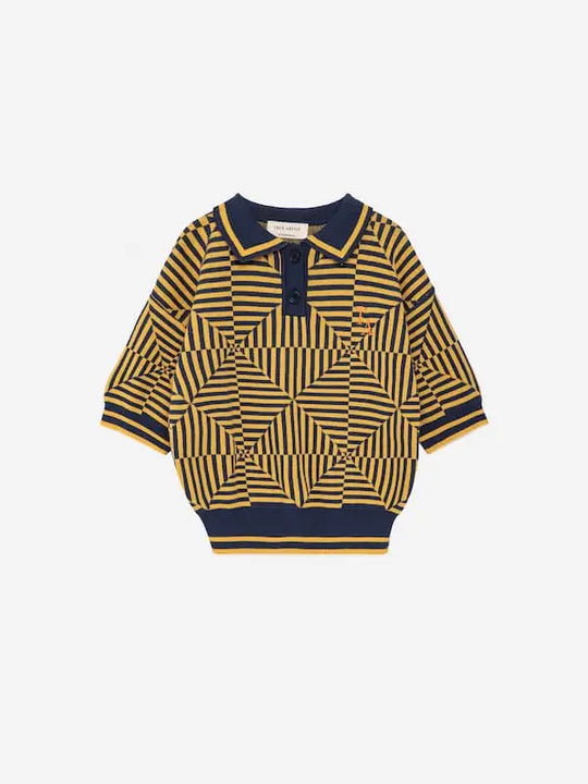 Polo azul oscuro con estampado de caleidoscopios para niñas y niños