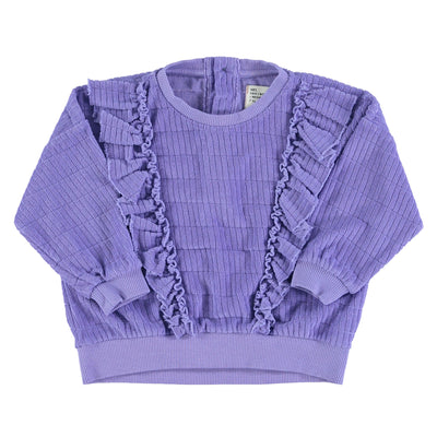 Piupiuchick organic cotton sweatshirt with ruffles | Violet