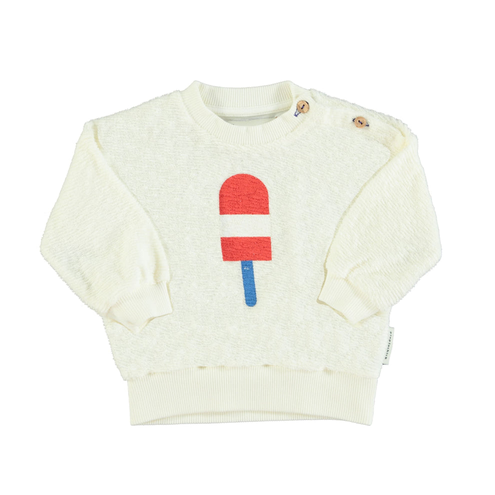Piupiuchick baby sweatshirt ecru w/ ice cream print