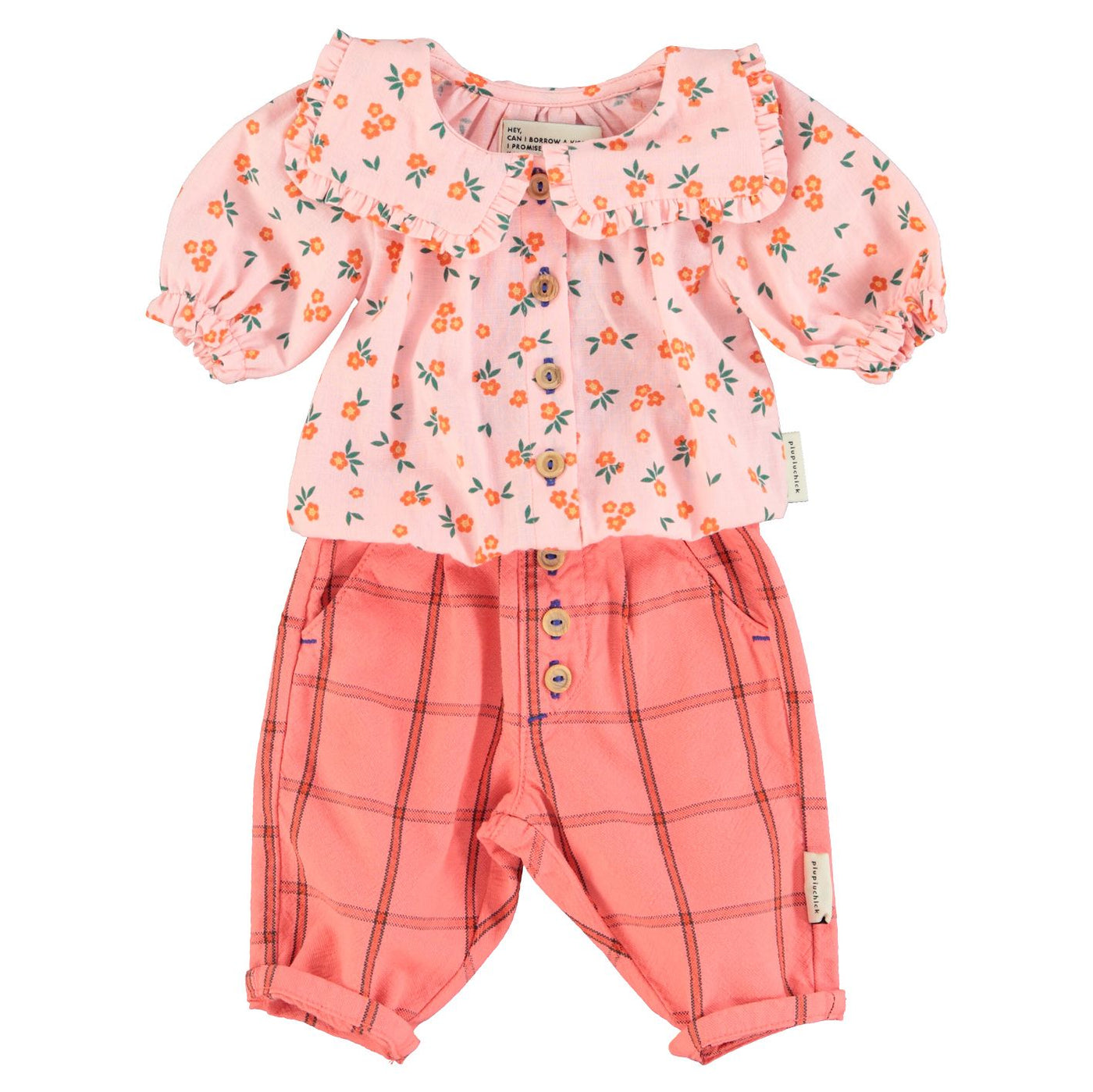 Pantalones de cuadros unisex bebe | rosa Piupiuchick