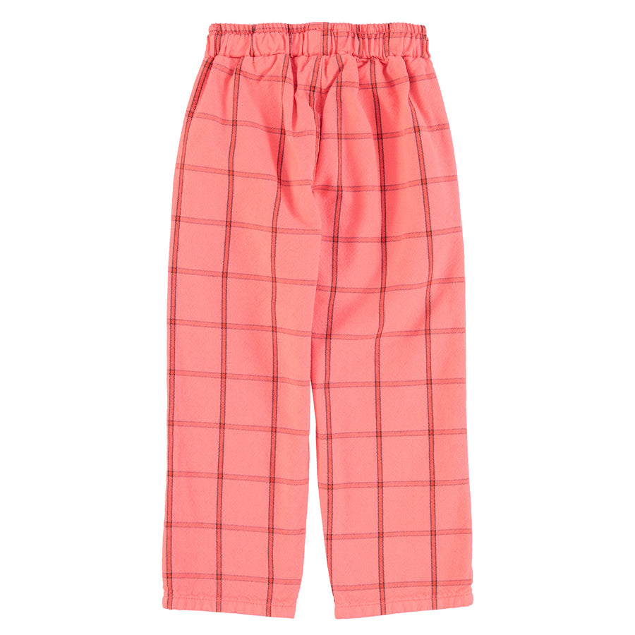 Pantalones de cuadros color rosa para niños Piupiuchick vista atras
