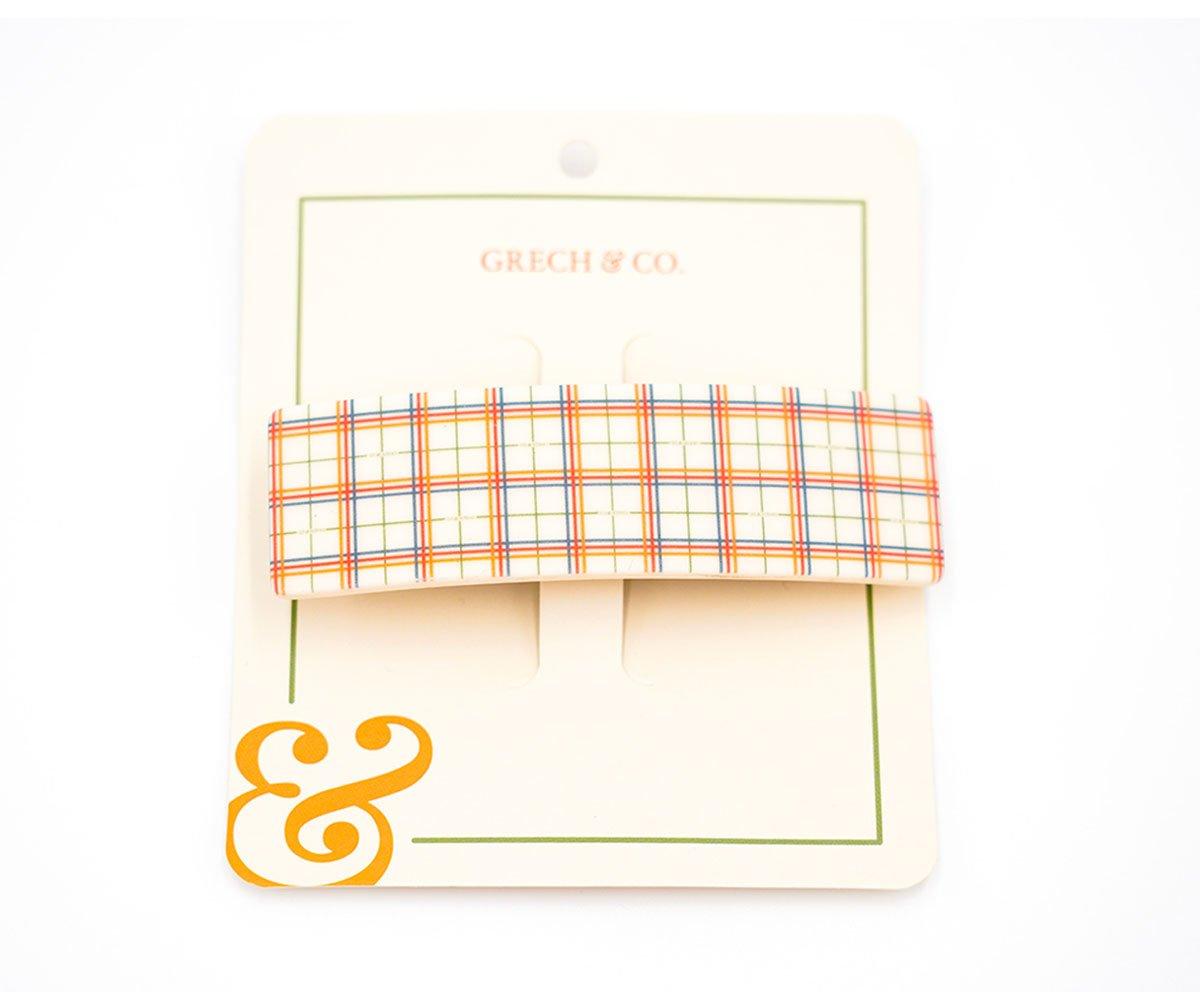 WIDE BAR CLIP - PLAID PATTERN