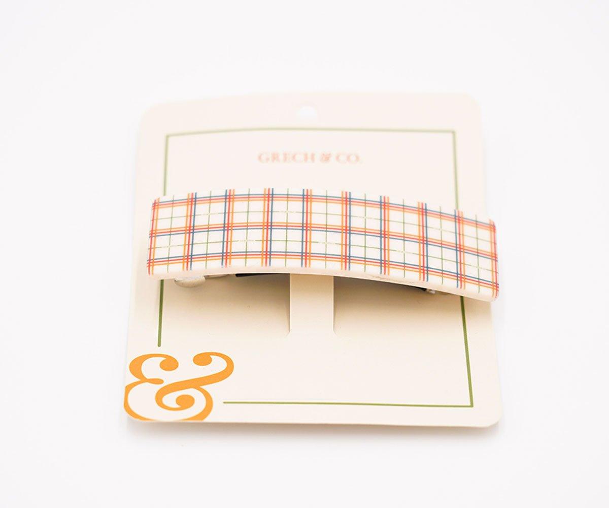 WIDE BAR CLIP - PLAID PATTERN