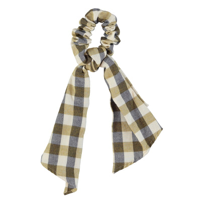 Piupiuchick brown&green checkered scrunchie