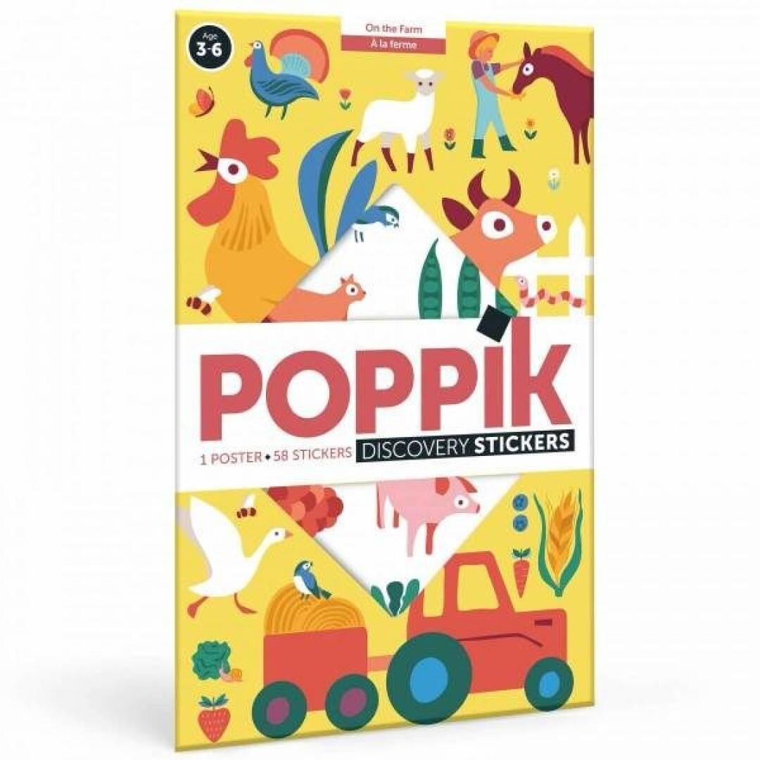 Poppik EDUCATIONAL POSTER + 58 STICKERS
AT THE FARM (3+)
