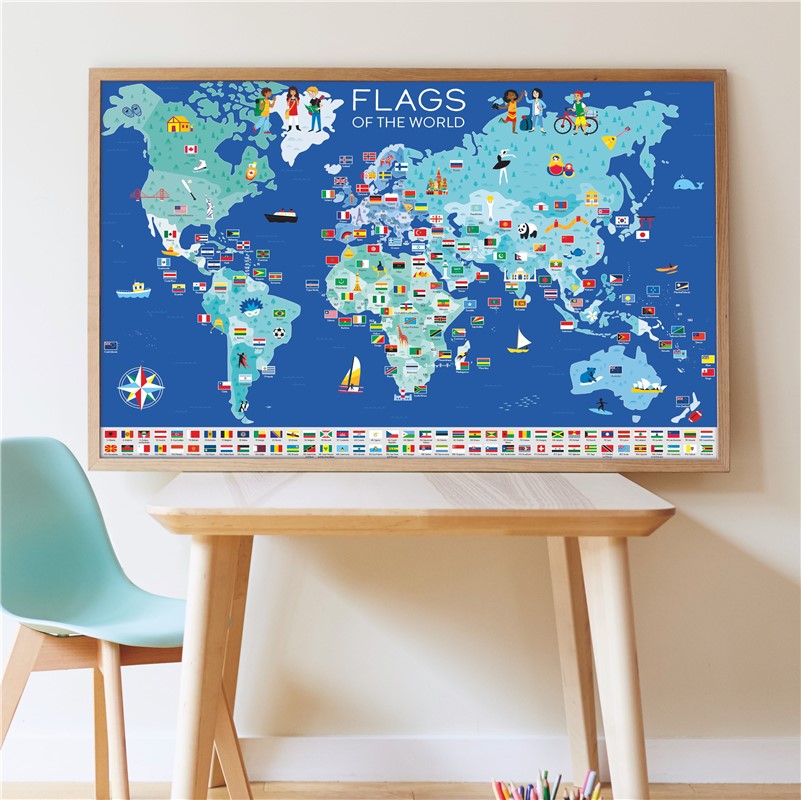 Large poster with stickers "Flags of the world"