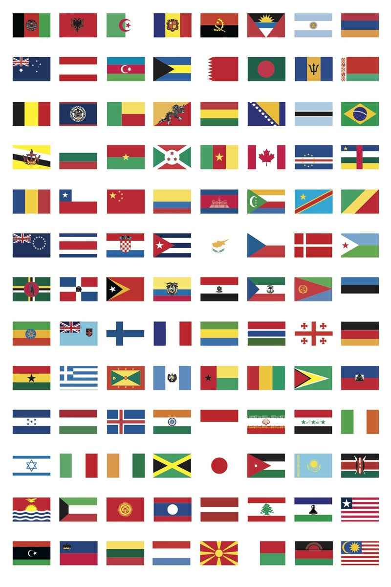 Poppik Gran Póster de Pegatinas "Banderas del Mundo"